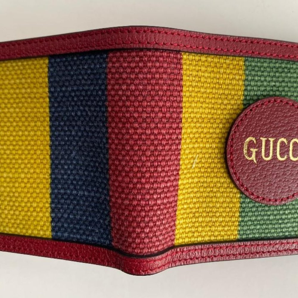 GUCCI NEW BAIADERA STRIPE BIFOLD LEATHER … - Picture 4 of 9